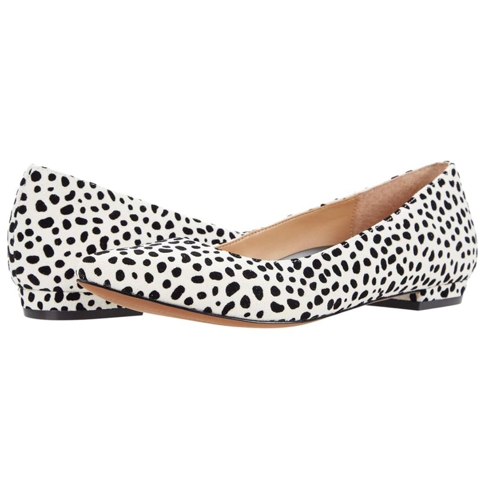 Vionic White and Black Dalmatian Print Pointed Toe Flats